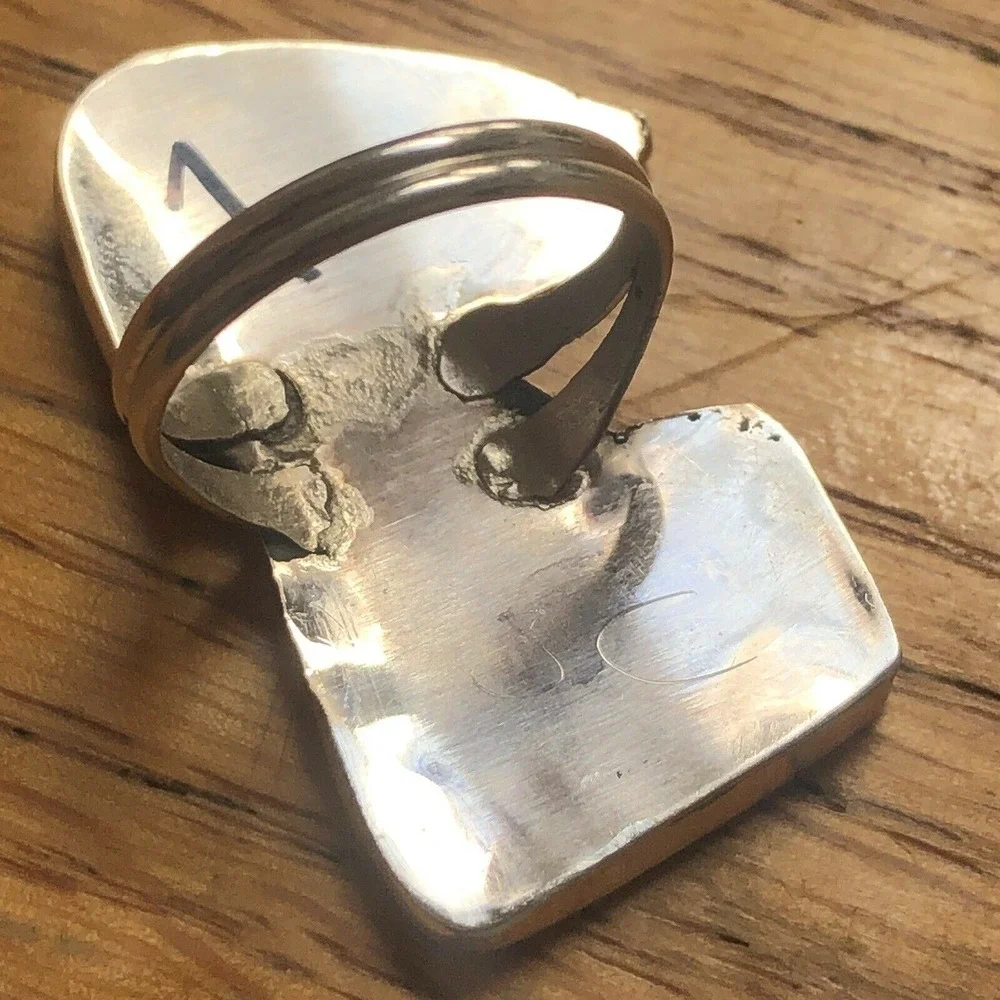 BIG Zuni Snoopy Ring Red Collar Sz 6.5 Inlay 925 Signed Comosona Peanuts Turquoi